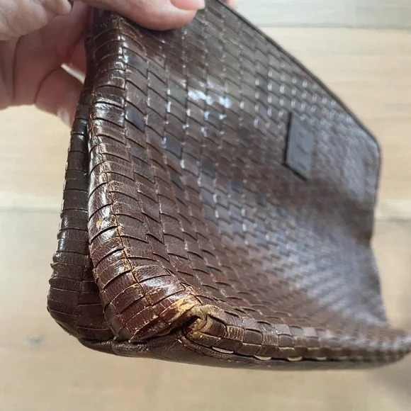 Vintage Fendi Brown Leather Woven Crossbody Bag - Picture 3 of 9